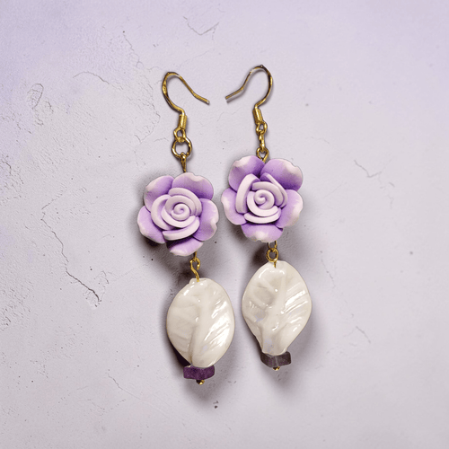 Lilac Rose Earrings | Mamabug ReCreations - Artisan Jewelry