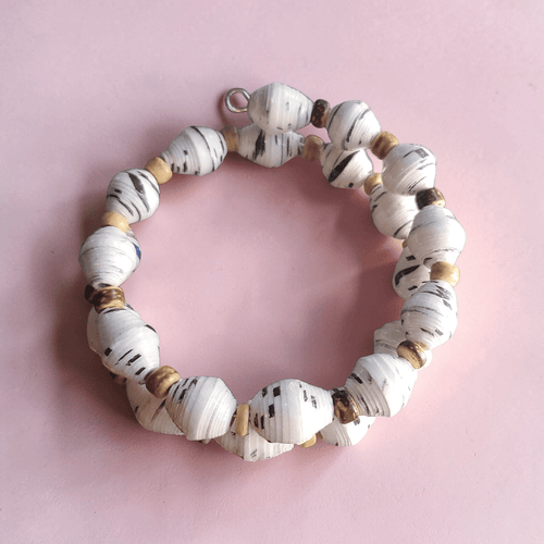 Black and White Recycled Paper Jewelry Set (MW) | Mamabug ReCreations - Artisan Jewelry