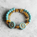 Turquoise and Golden Beaded Jewelry Set (MW) | Mamabug ReCreations - Artisan Jewelry
