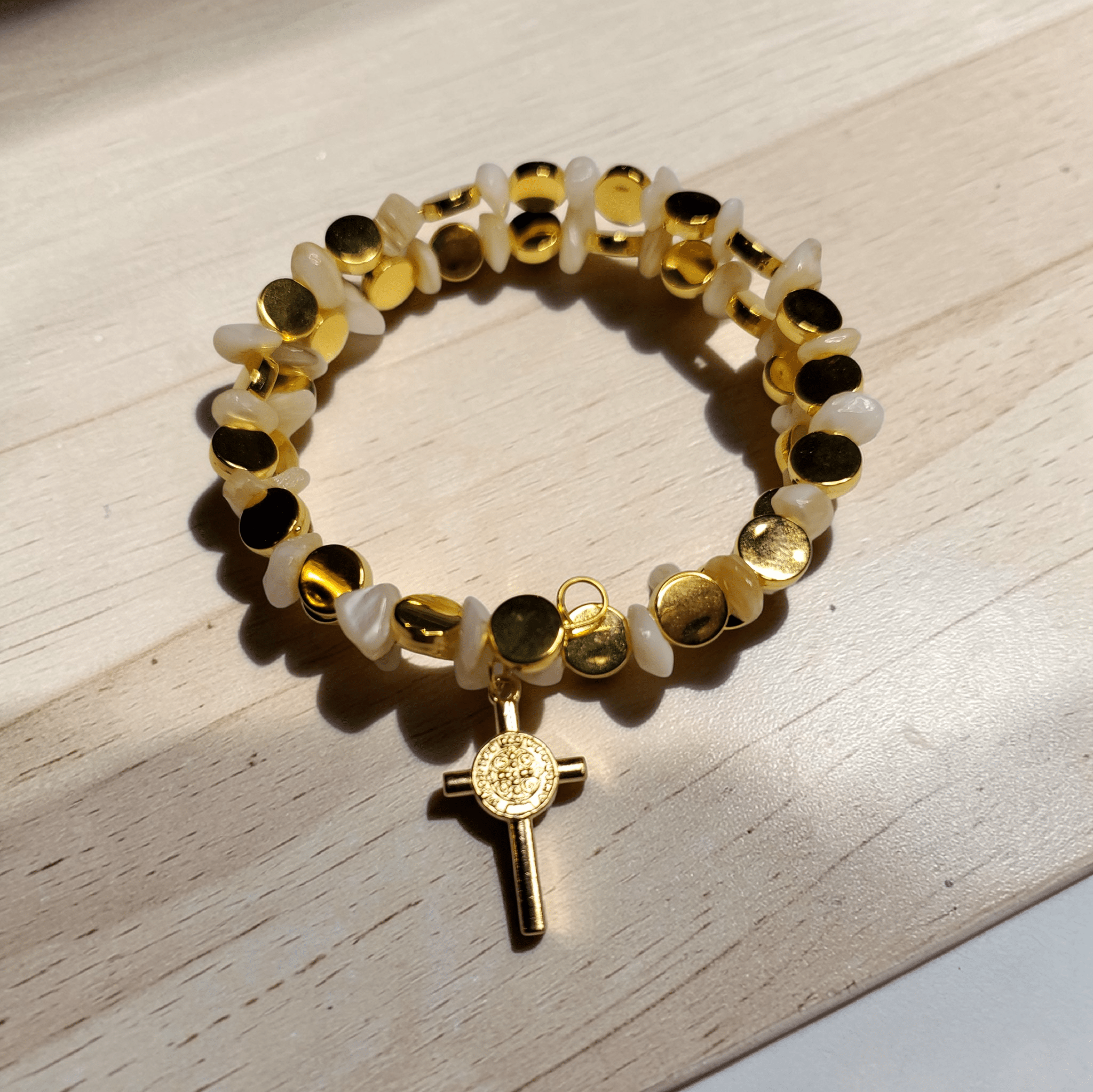 Gold Cross Charm Bracelet (MW)
