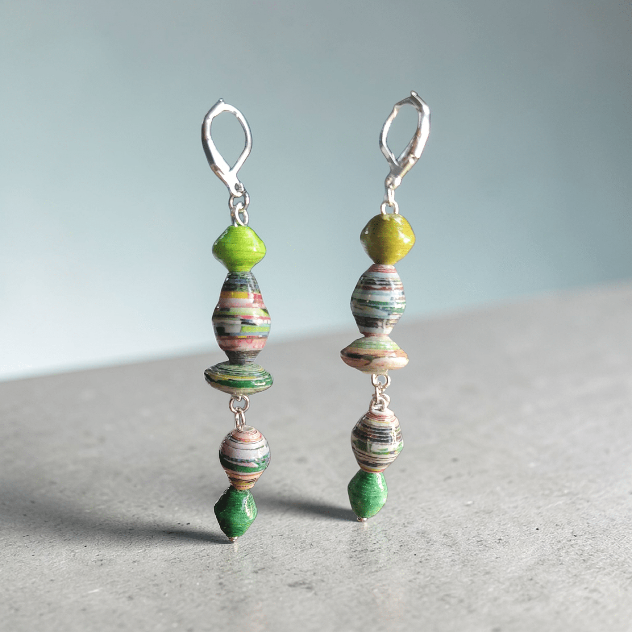 Green Recycled Paper Jewelry Set (MW) | Mamabug ReCreations - Artisan Jewelry