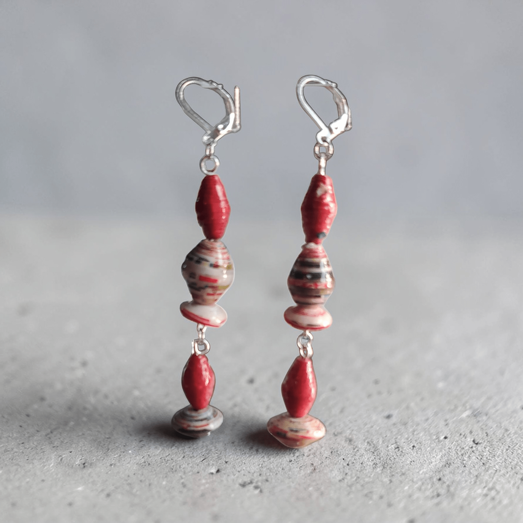 Red Recycled Paper Jewelry Set (MW) | Mamabug ReCreations - Artisan Jewelry