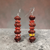 Red Recycled Seed Earrings