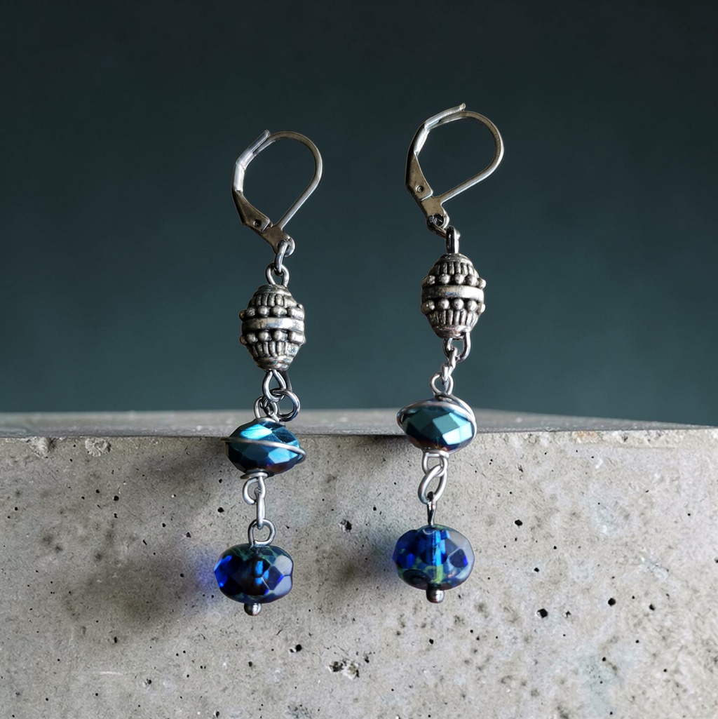 Blue and Silver Earrings