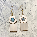 Blue and White Stone Flower Earrings