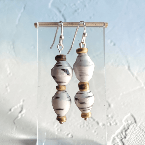 Black and White Recycled Paper Jewelry Set (MW) | Mamabug ReCreations - Artisan Jewelry