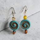 Turquoise and Golden Beaded Jewelry Set (MW) | Mamabug ReCreations - Artisan Jewelry