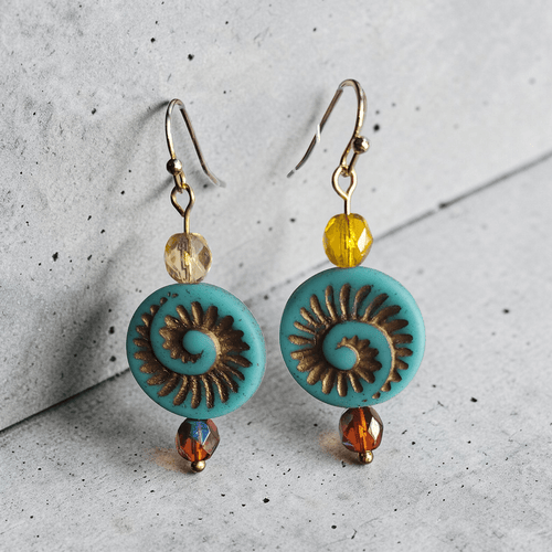 Turquoise and Golden Beaded Jewelry Set (MW) | Mamabug ReCreations - Artisan Jewelry
