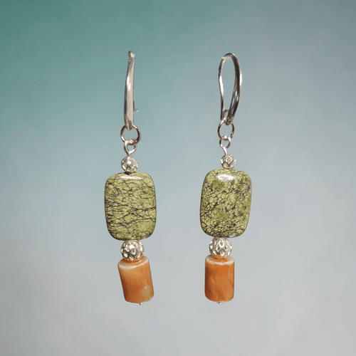 Green and Orange Earrings | Mamabug ReCreations - Artisan Jewelry