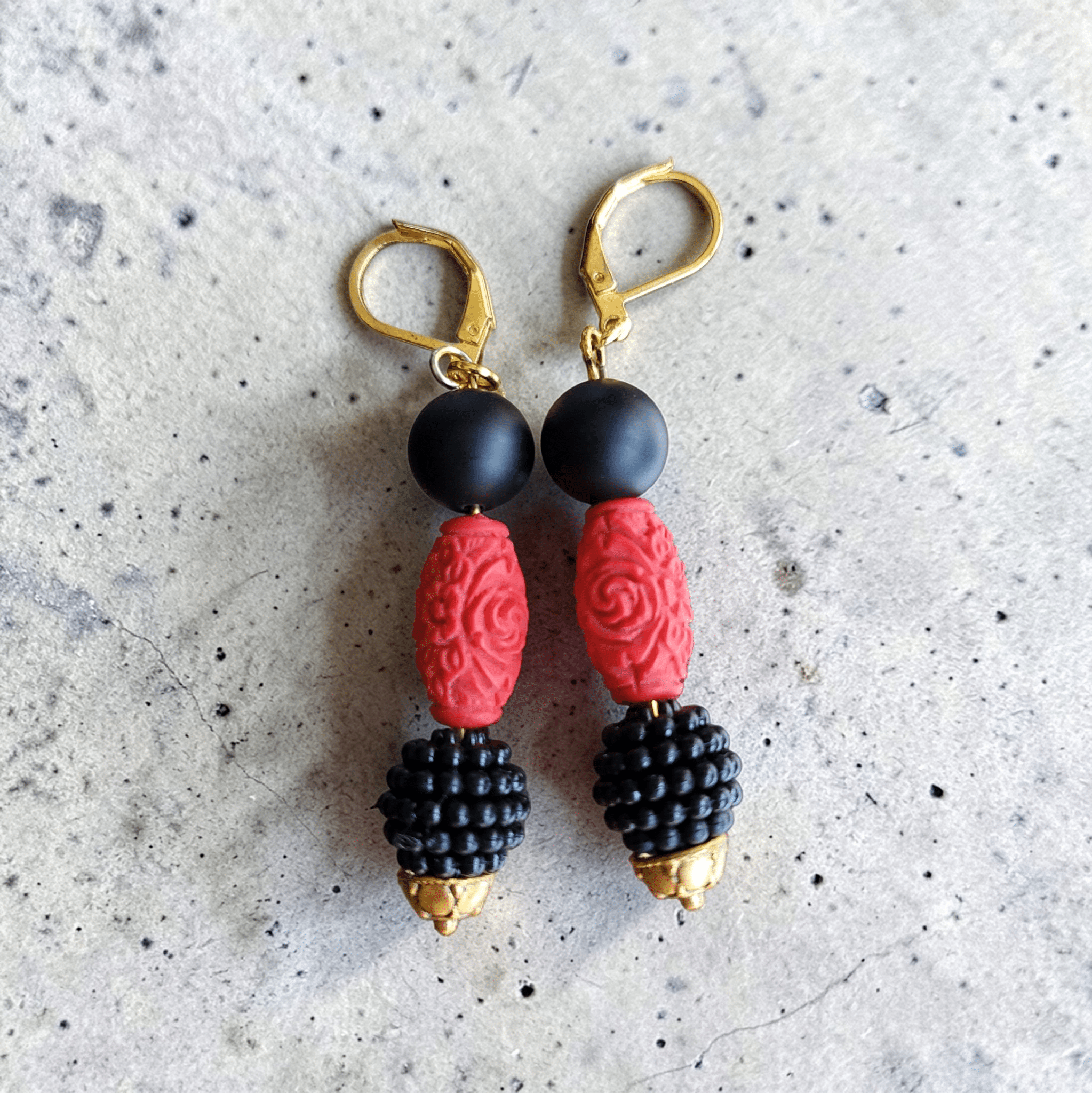 Red and Black Earrings