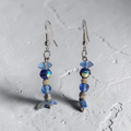 Blue and Silver Stacked Beads Earrings
