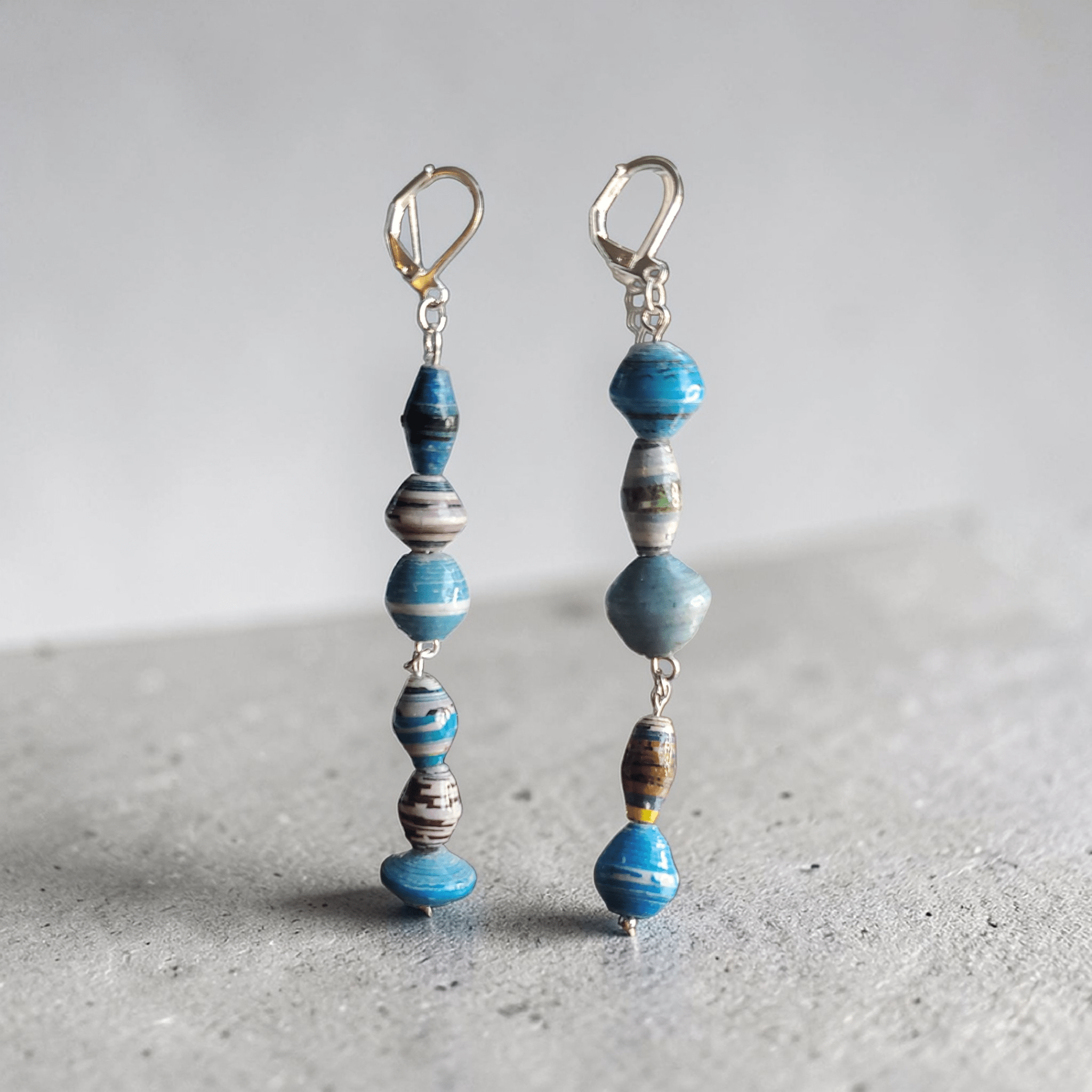 Blue Recycled Paper Jewelry Set (MW) | Mamabug ReCreations - Artisan Jewelry