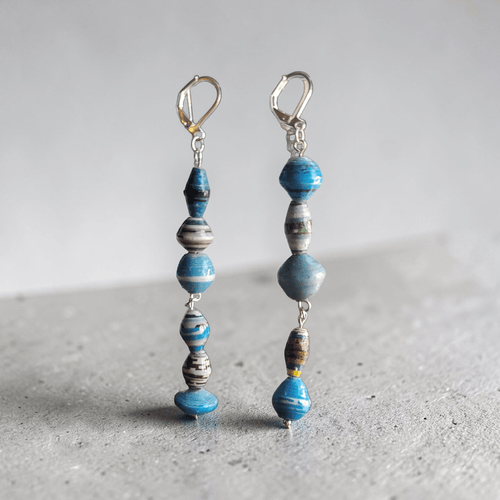 Blue Recycled Paper Jewelry Set (MW) | Mamabug ReCreations - Artisan Jewelry