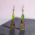 Abalone and Green Earrings