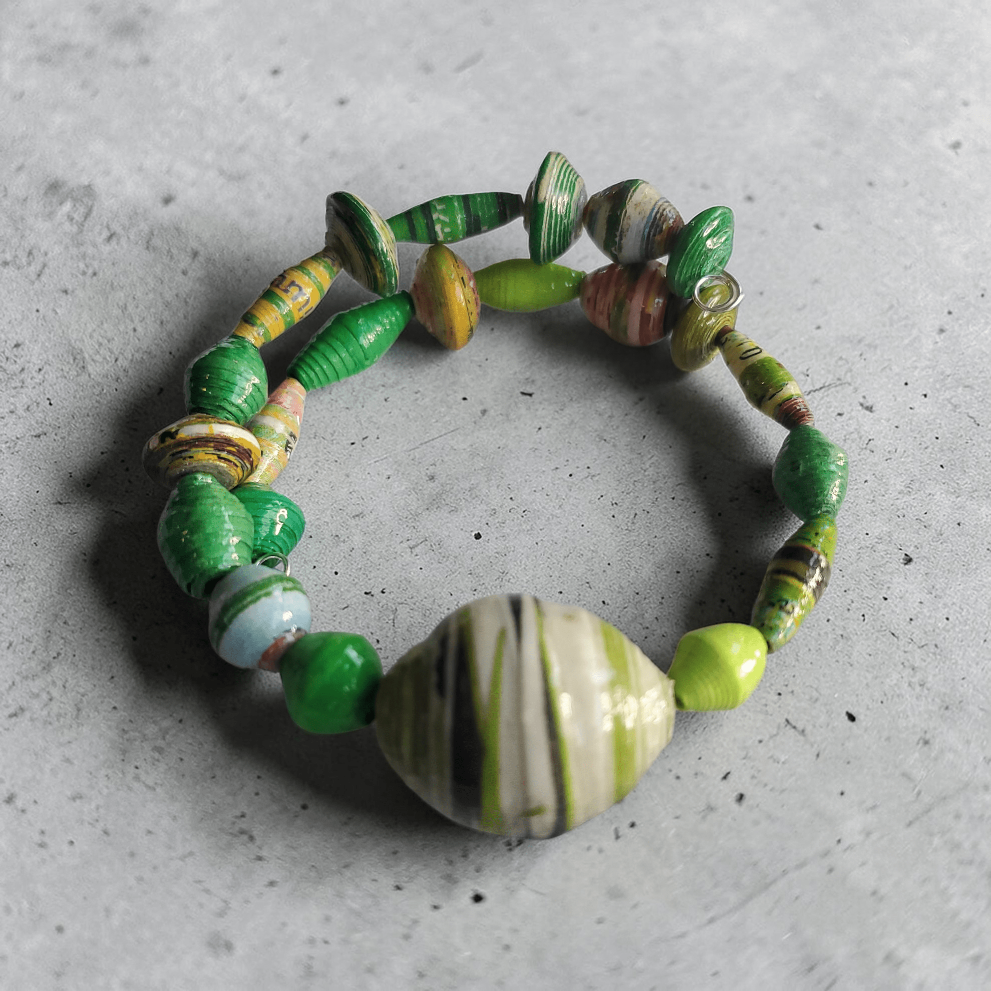 Green Recycled Paper Jewelry Set (MW) | Mamabug ReCreations - Artisan Jewelry