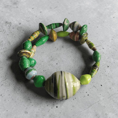 Green Recycled Paper Jewelry Set (MW) | Mamabug ReCreations - Artisan Jewelry