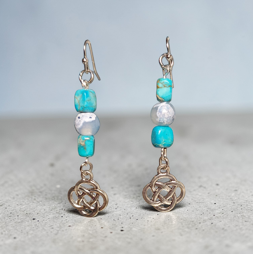 Blue and Silver Celtic Knot Earrings