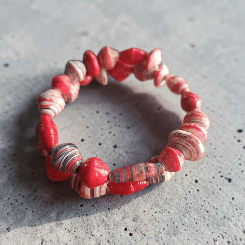 Red Recycled Paper Jewelry Set (MW) | Mamabug ReCreations - Artisan Jewelry