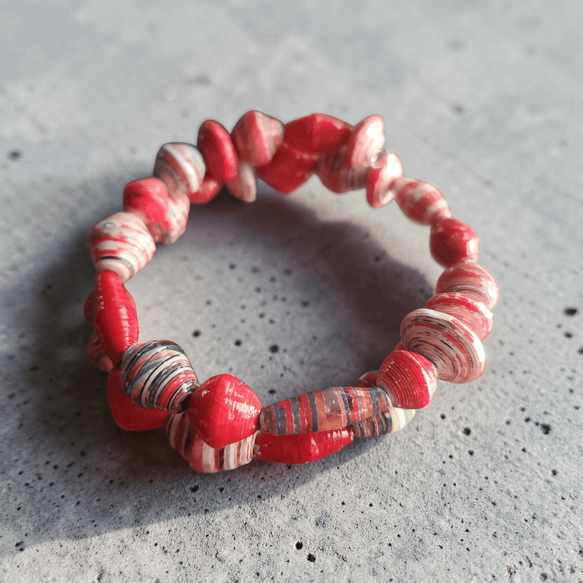 Red Recycled Paper Jewelry Set (MW)