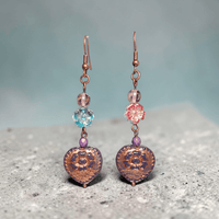 Antique Copper Heart Earrings