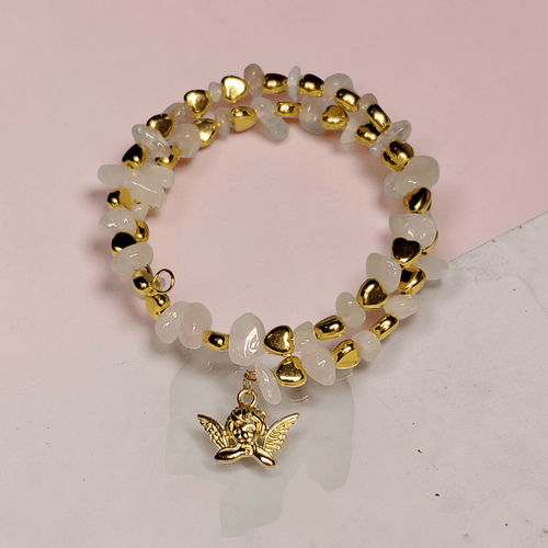 White and Gold Angel Bracelet | Mamabug ReCreations - Artisan Jewelry