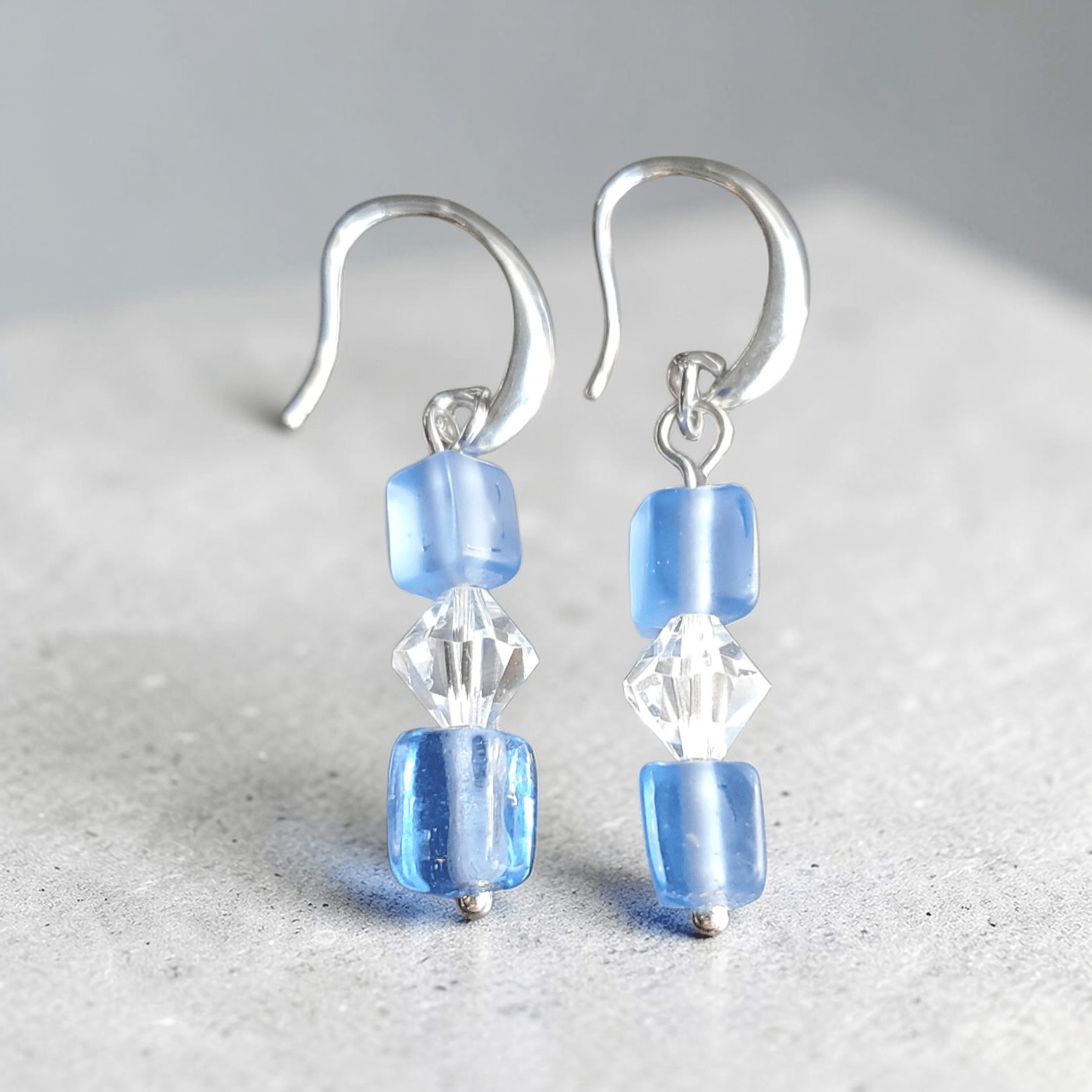 Blue Glass and Crystal Jewelry Set (MW) | Mamabug ReCreations - Artisan Jewelry