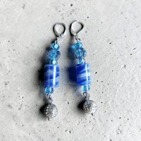 Blue Flowers with a Swirl Earrings