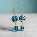 Blue and Gold Lampwork Earrings | Mamabug ReCreations - Artisan Jewelry