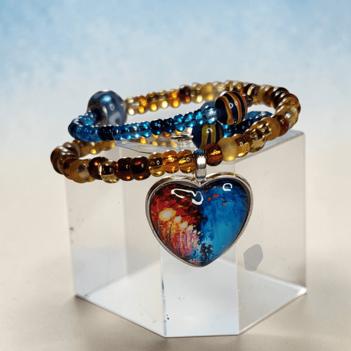 Dancing Couple Bracelet - Blue and Brown (MW) | Mamabug ReCreations - Artisan Jewelry