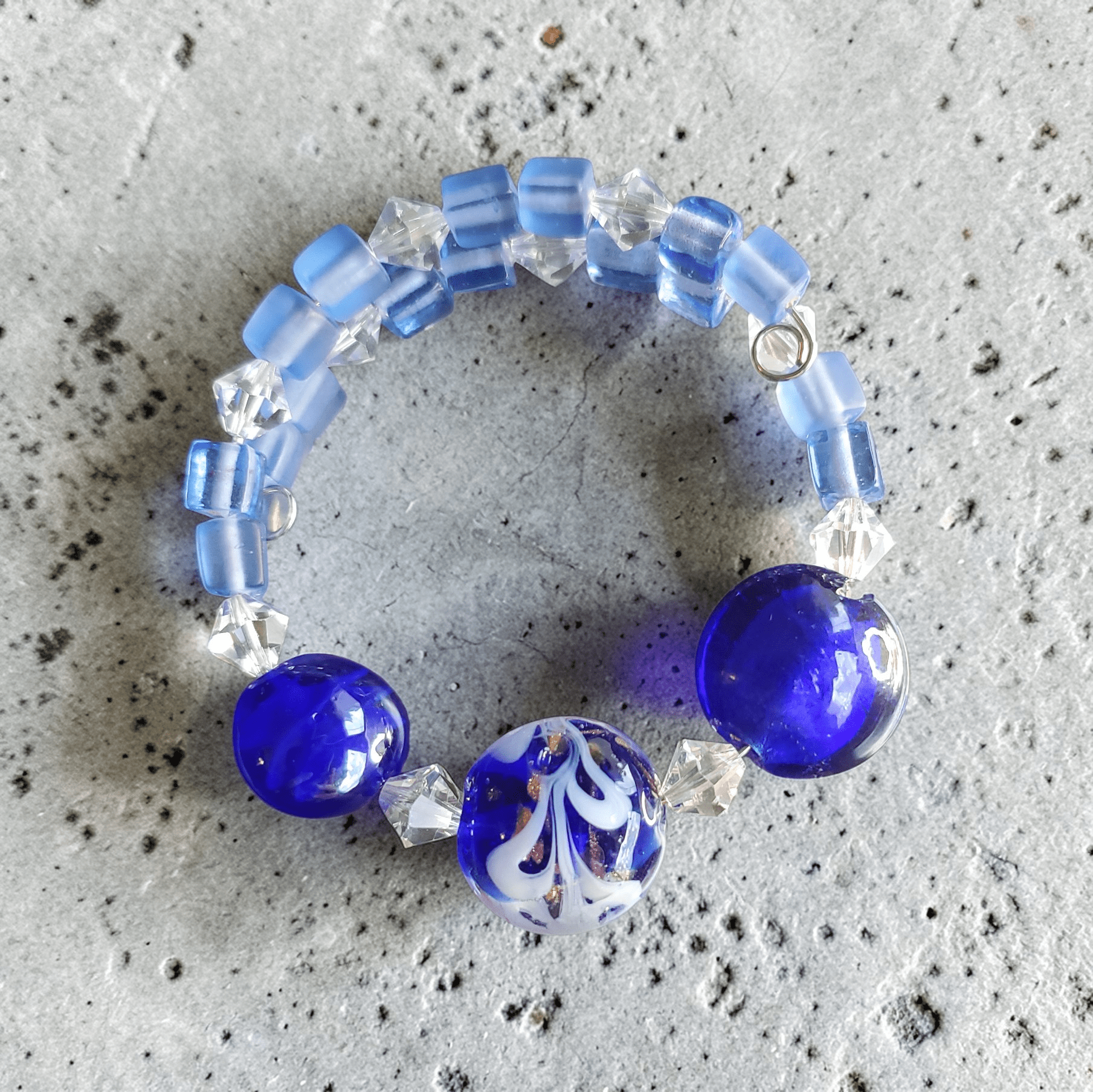 Blue Glass and Crystal Jewelry Set (MW) | Mamabug ReCreations - Artisan Jewelry