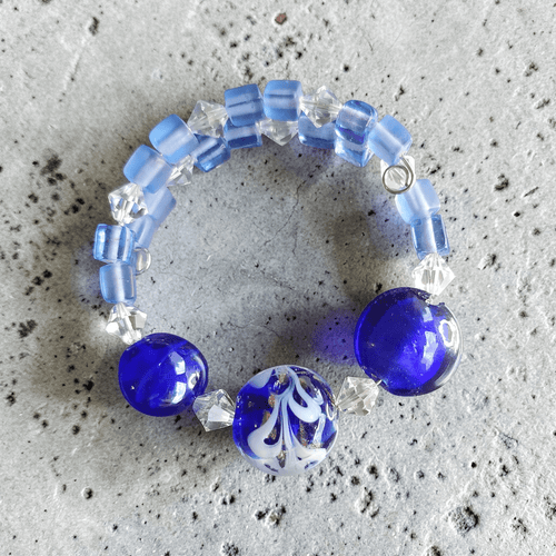 Blue Glass and Crystal Jewelry Set (MW) | Mamabug ReCreations - Artisan Jewelry
