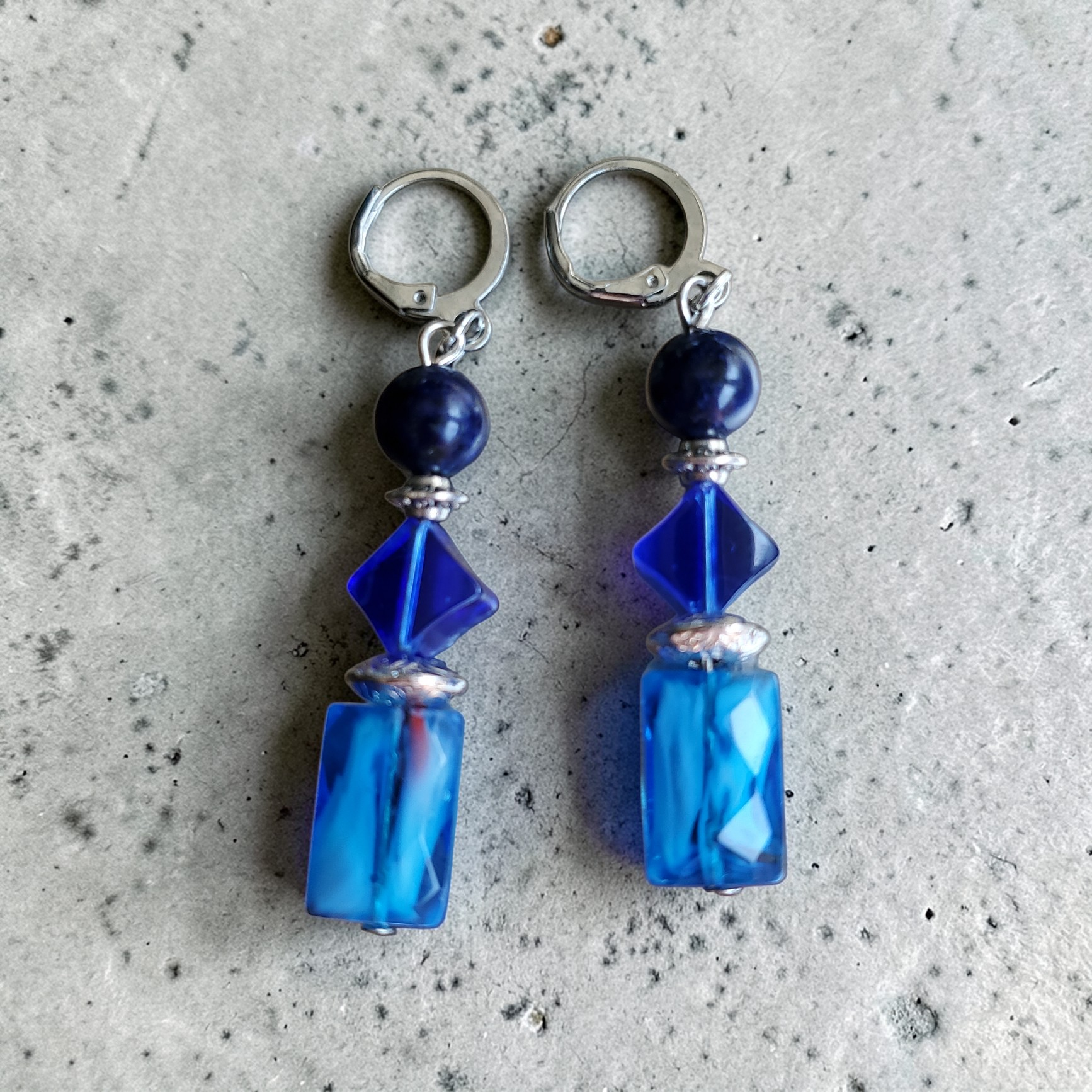 Blue and Black Earrings