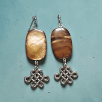 Silver Celtic Knot with Shimmery Brown Accent Earrings