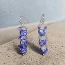 Fused Blue and White Recycled Glass Earrings | Mamabug ReCreations - Artisan Jewelry