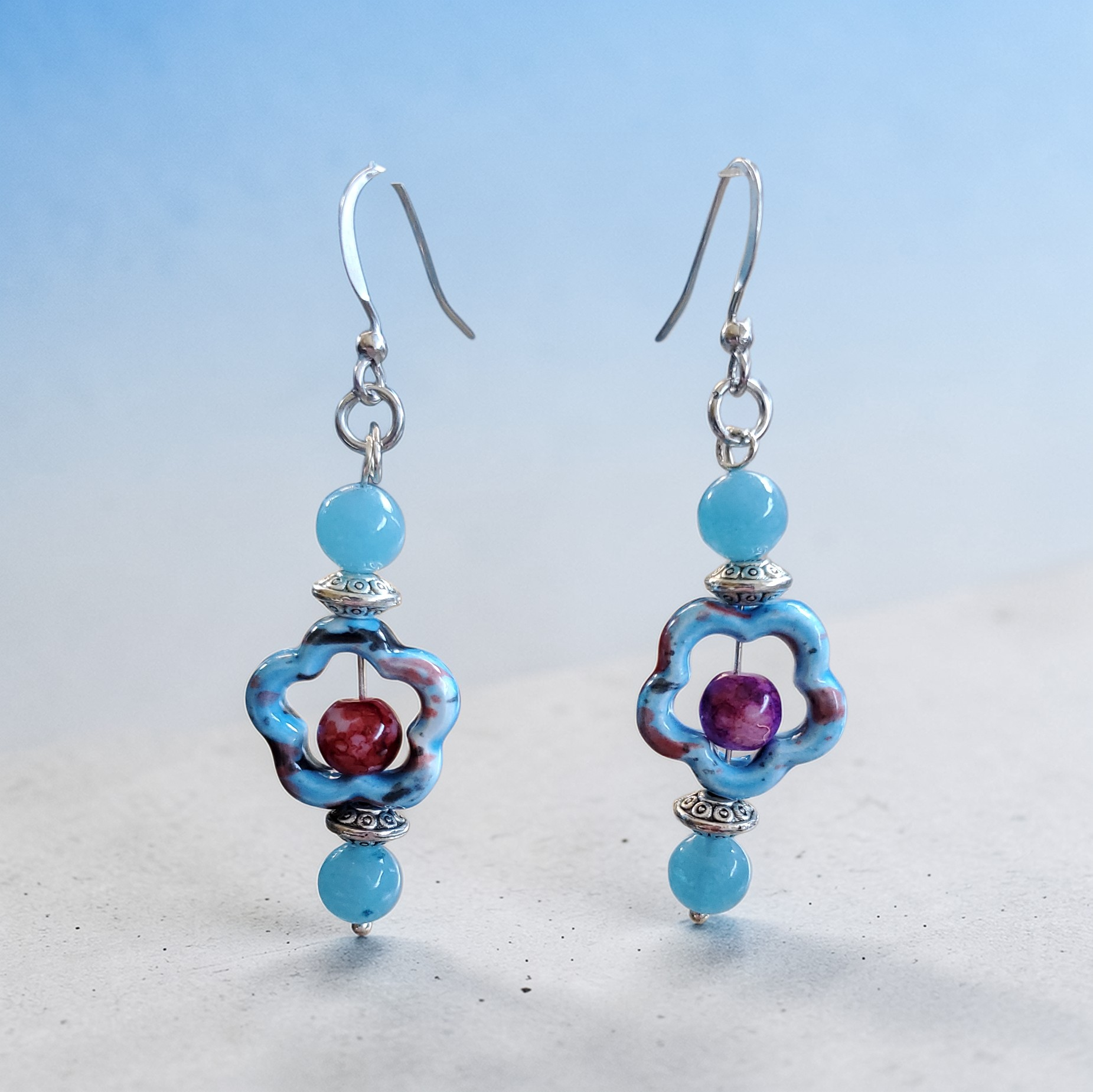 Blue Floral Earrings