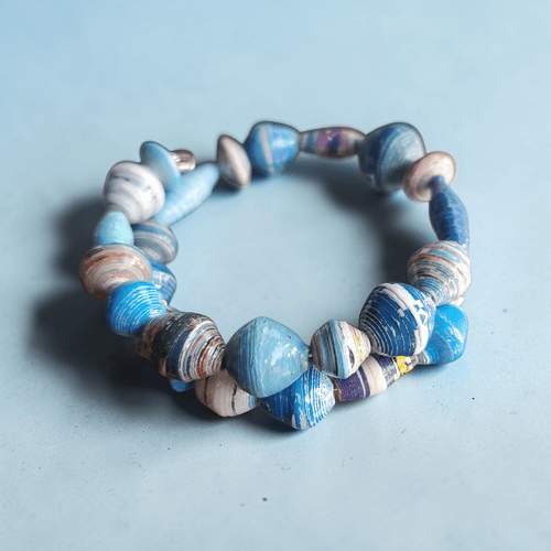 Blue Recycled Paper Jewelry Set (MW) | Mamabug ReCreations - Artisan Jewelry
