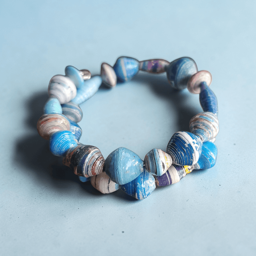 Blue Recycled Paper Jewelry Set (MW)