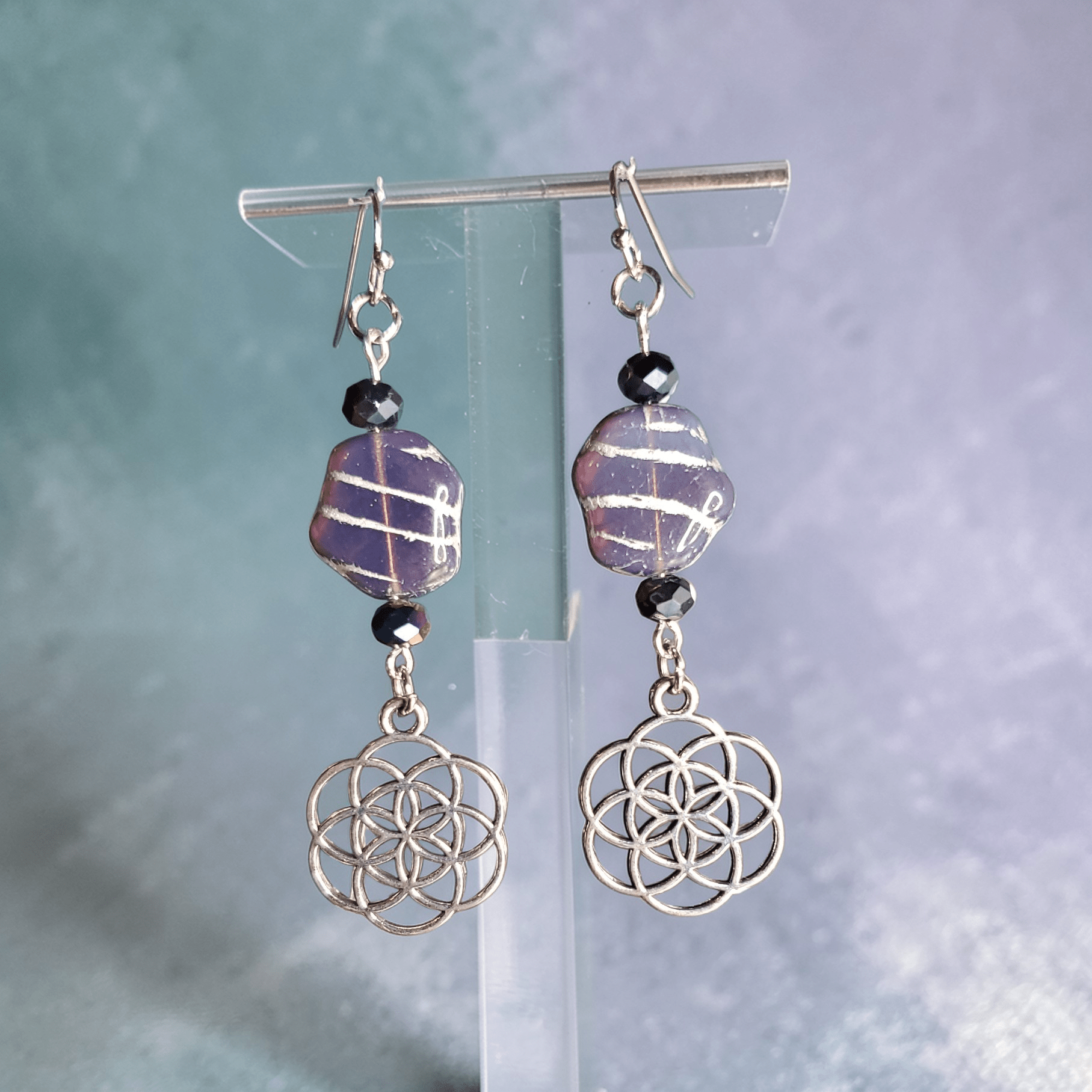 Silver Celtic Knot with Purple Accent Earrings