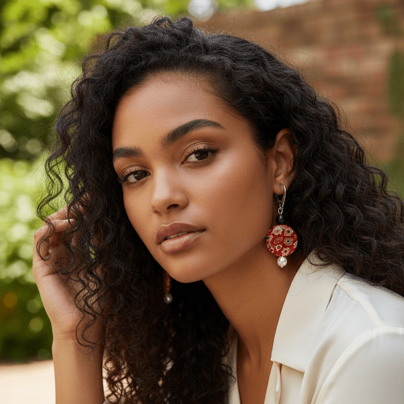 Red Millefiori Earrings