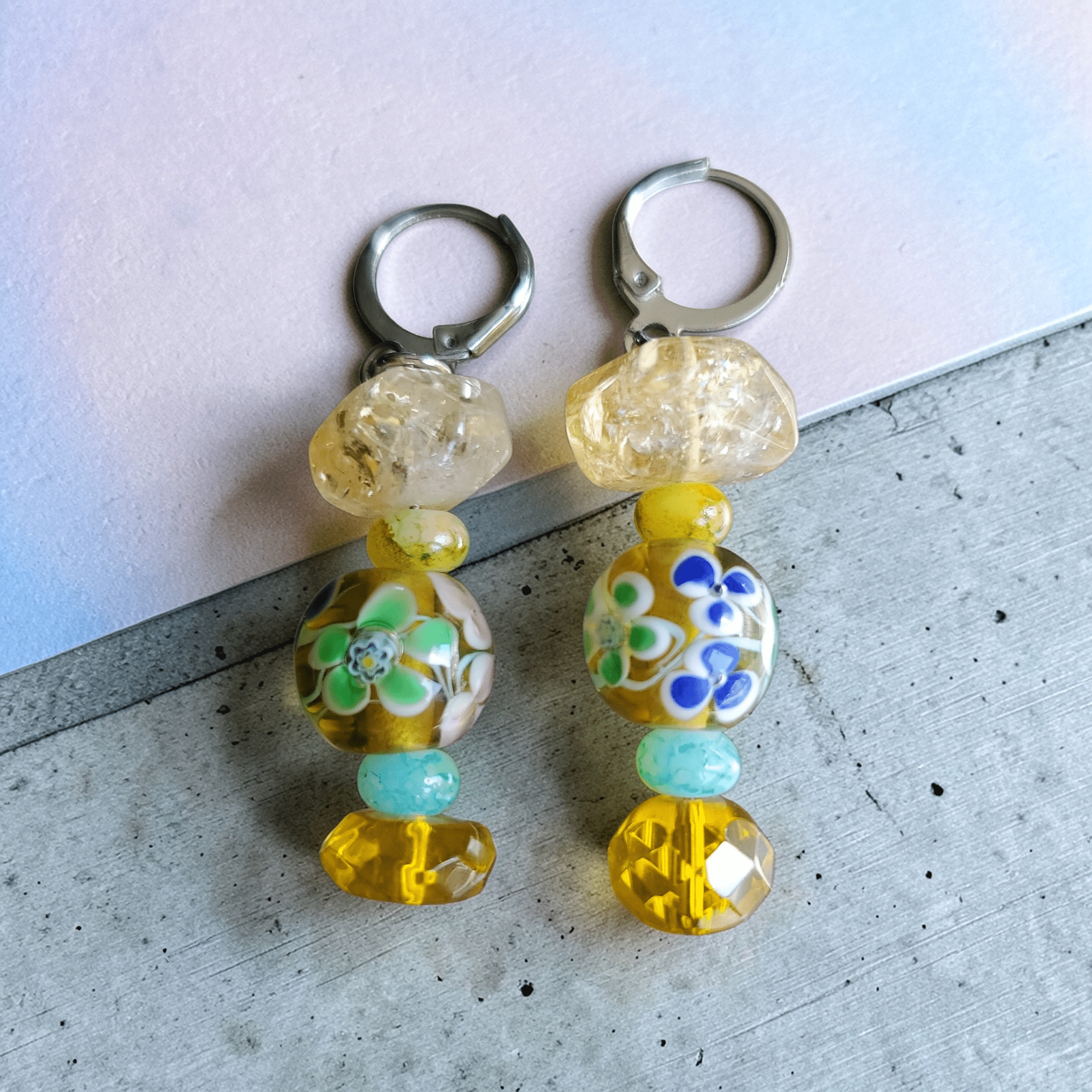 Yellow Floral Earrings
