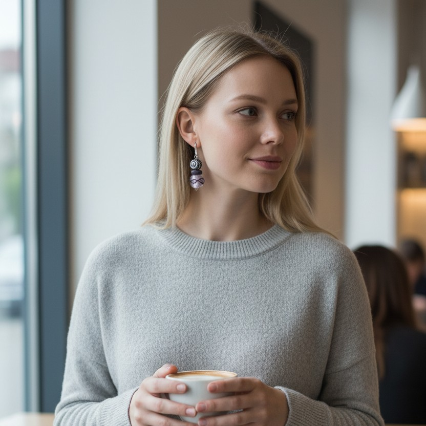 Black and White Earrings