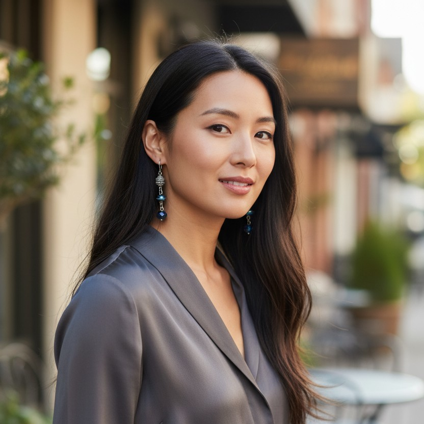 Blue and Silver Earrings