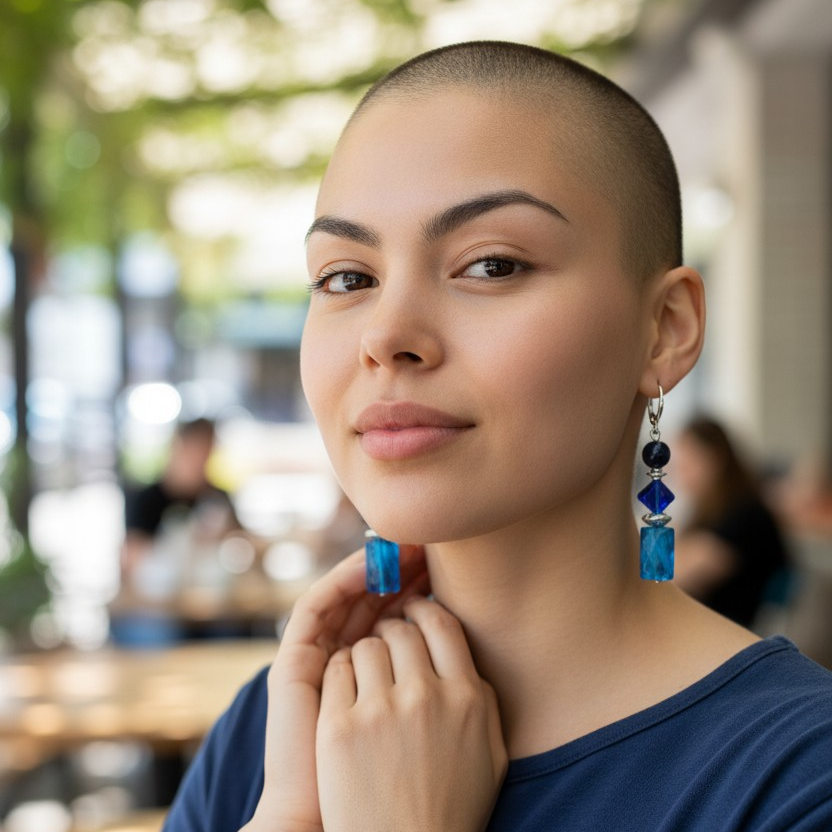 Blue and Black Earrings