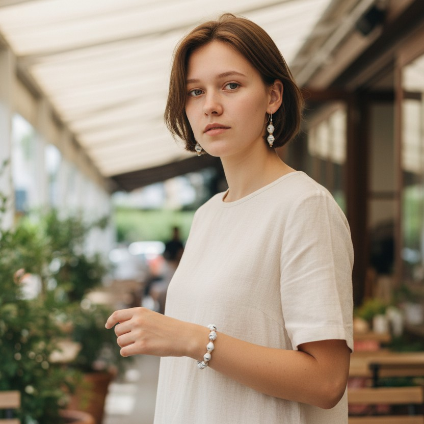 Black and White Recycled Paper Jewelry Set (MW)