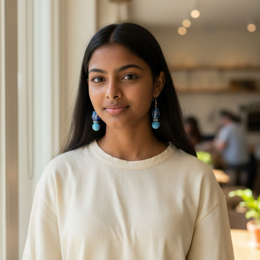 Blue and White Lampwork Earrings