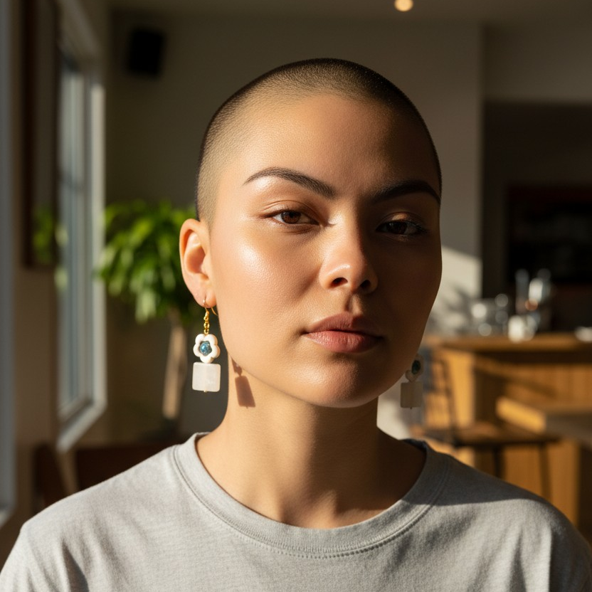 Blue and White Stone Flower Earrings