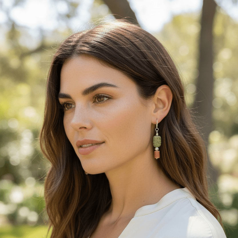 Green and Orange Earrings | Mamabug ReCreations - Artisan Jewelry