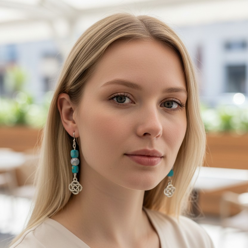 Blue and Silver Celtic Knot Earrings