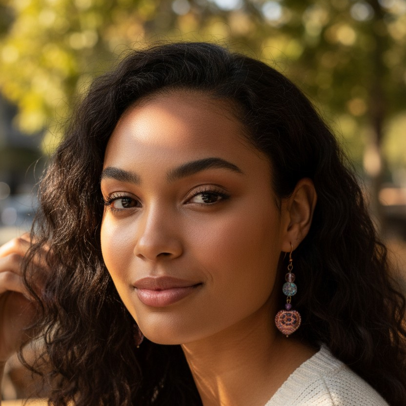 Antique Copper Heart Earrings