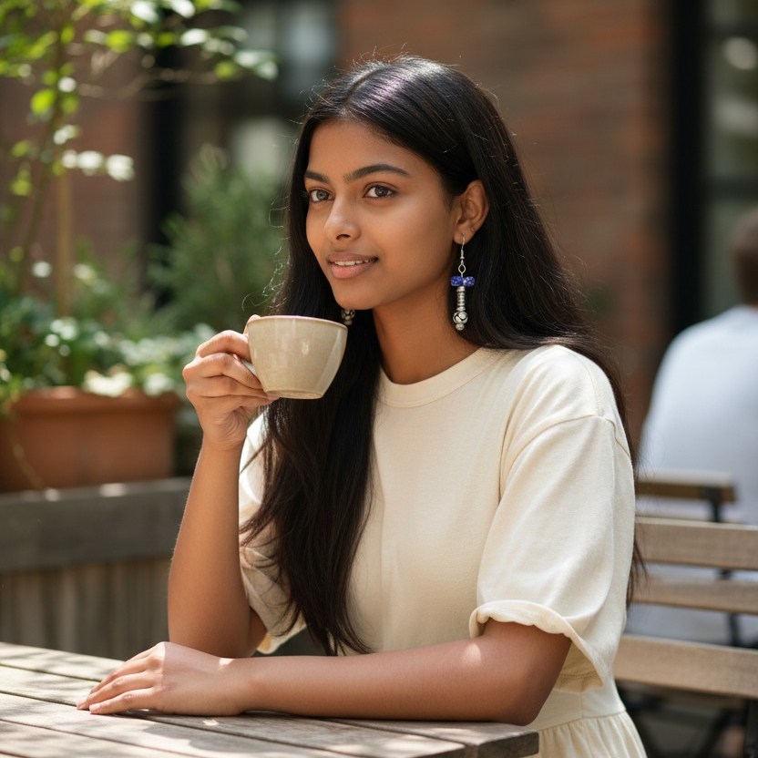 Blue and Silver Hammer Earrings